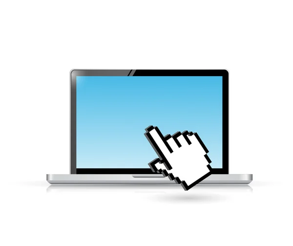 Laptop en hand cursor afbeelding ontwerp — Stockfoto