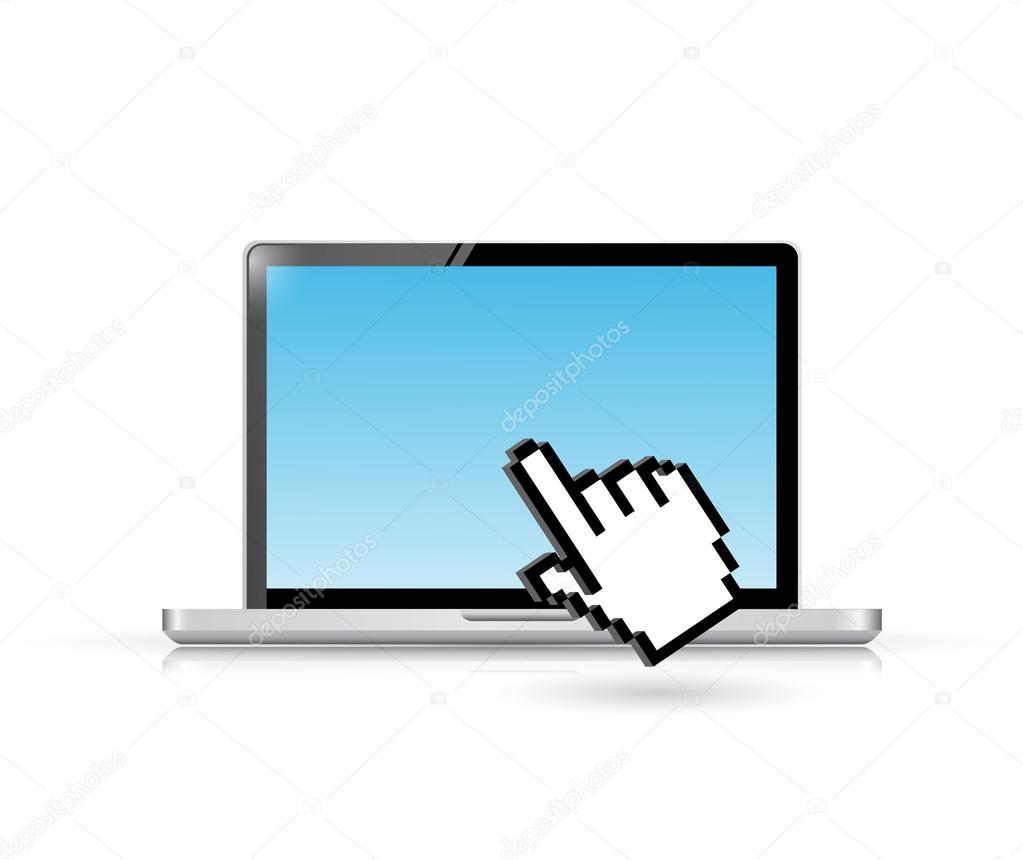 laptop and hand cursor illustration design
