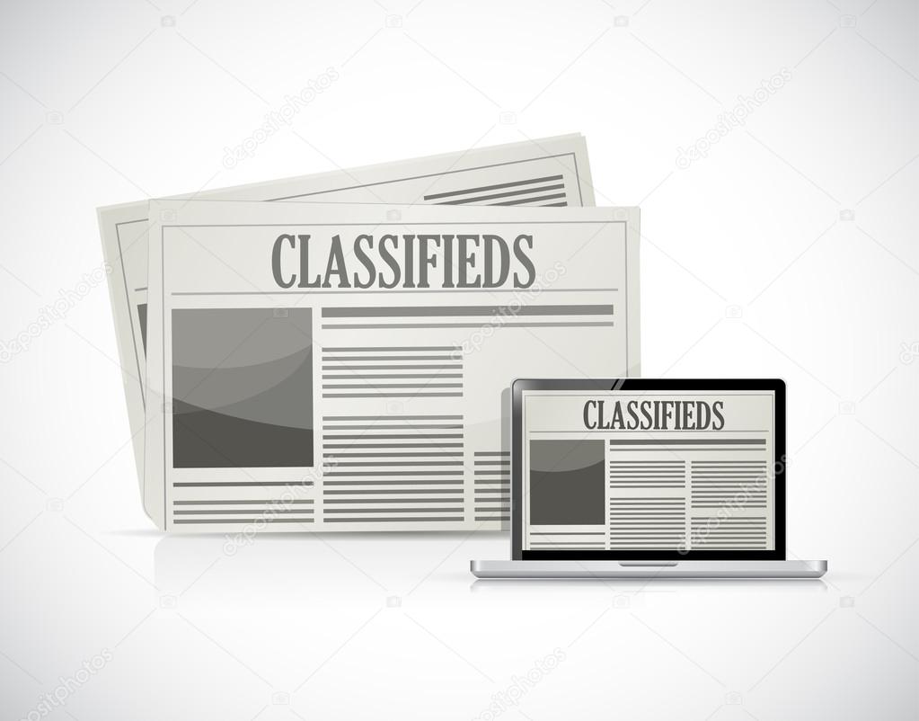 search for classifieds on a computer illustration