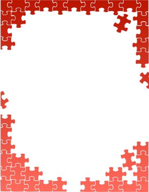 Kırmızı puzzle parçaları sınır şablonu