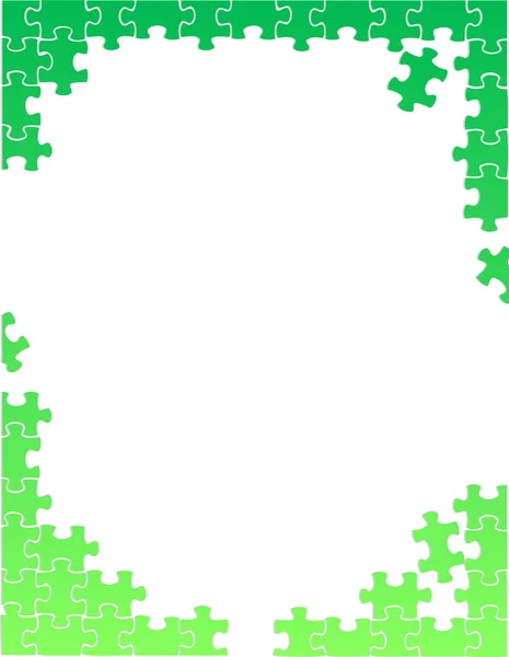 Зелені шматочки головоломки ілюстрація шаблону кордону — стокове фото