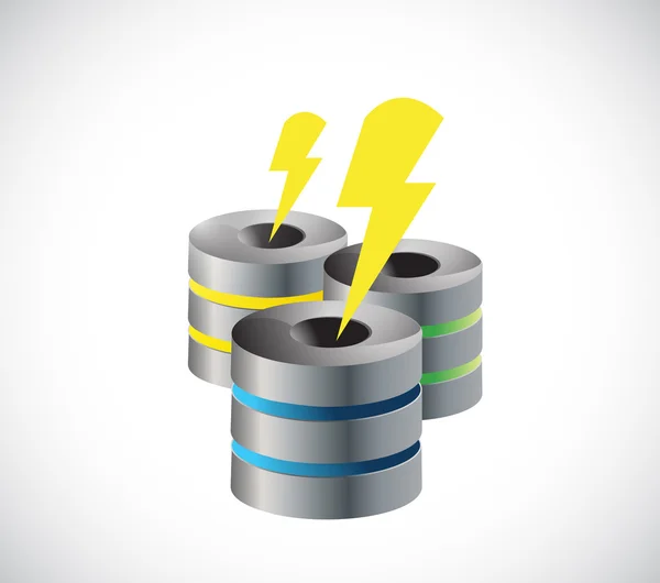 Server and lightnings illustration design — Stock Photo, Image