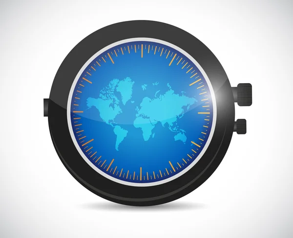 Mundo mapa relógio ilustração design — Fotografia de Stock