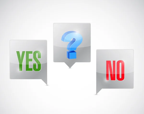 Yes, no and maybe option clouds illustration — Stock Photo, Image