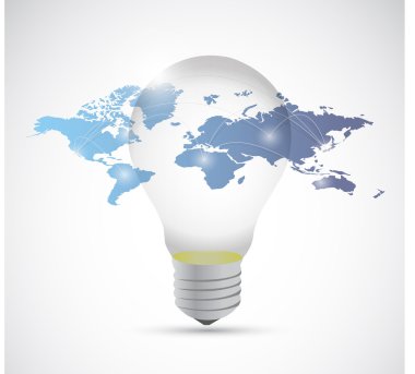 ampul ve dünya harita bağlantısı çizimi