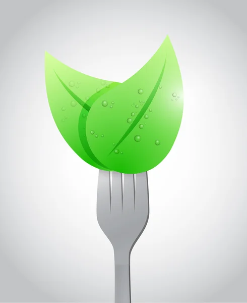 Fork and eco healthy food concept illustration — Stock Photo, Image