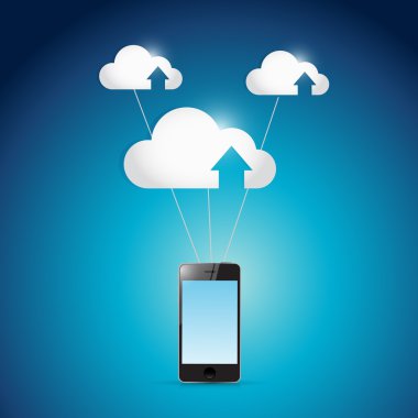 telefon ve balonlar resimde bulut