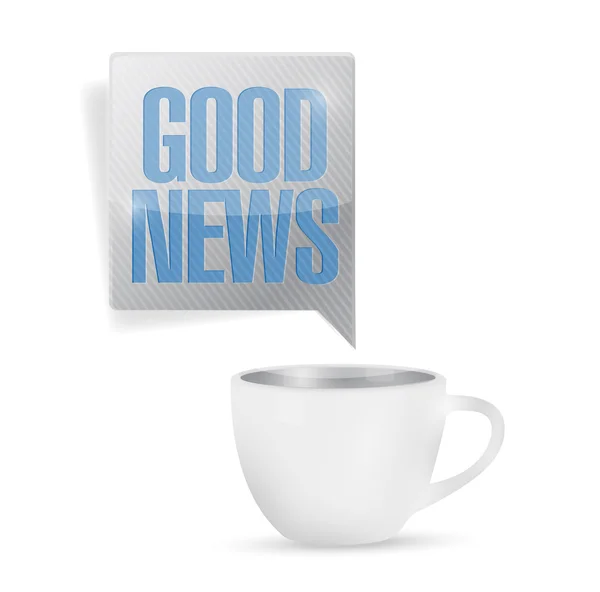 Tazza di caffè e buona notizia messaggio illustrazione — Foto Stock