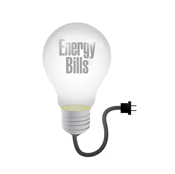 Facturas de energía bombilla y cable. ilustración —  Fotos de Stock