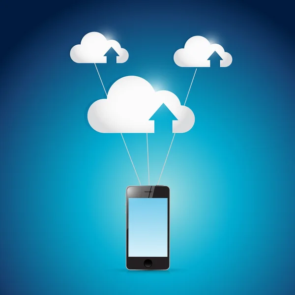 Telefone e computação em nuvem balões ilustração — Fotografia de Stock