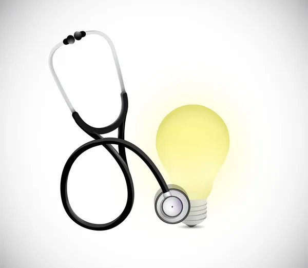 Disegno illustrazione stetoscopio e lampadina — Foto Stock