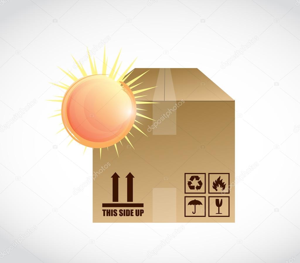box and bright sun illustration design