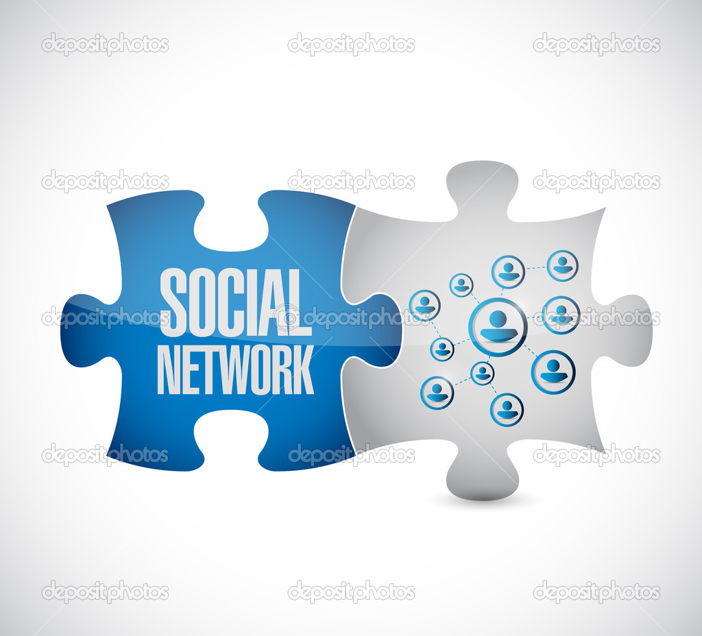 social network puzzle pieces connection link