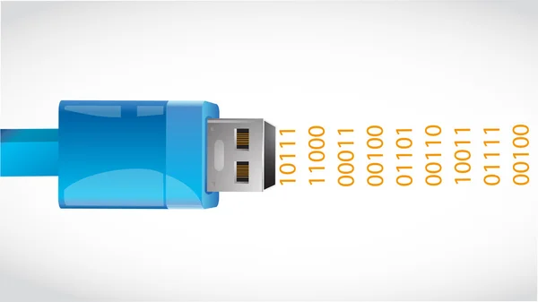 USB připojení a binární data. ilustrace — Stock fotografie