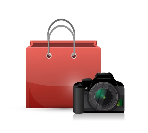 Shopping bag e fotocamera illustrazione design — Foto Stock