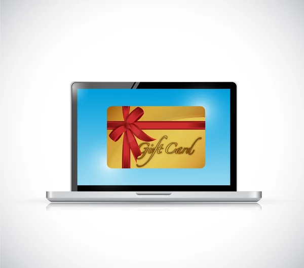 Computer and gift card. illustration design — Stock Photo, Image