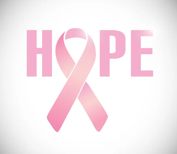 Znak nadziei i raka różowa wstążka ilustracja — Zdjęcie stockowe