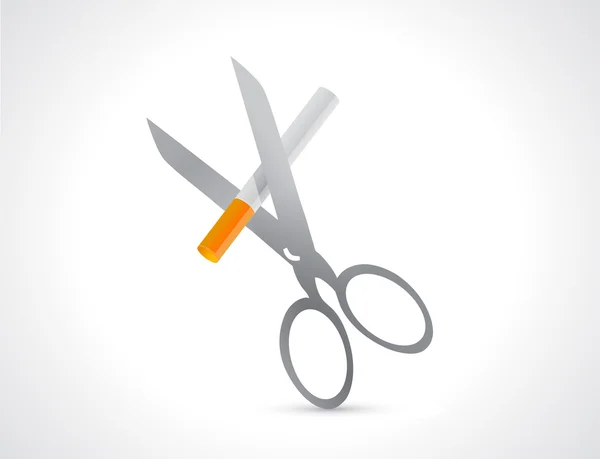 Cutting a cigarette with scissors illustration — Stock Photo, Image