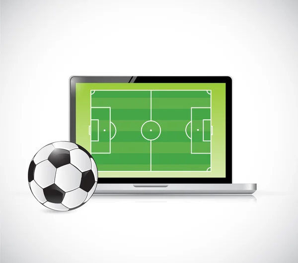 计算机足球概念插画设计 — 图库照片