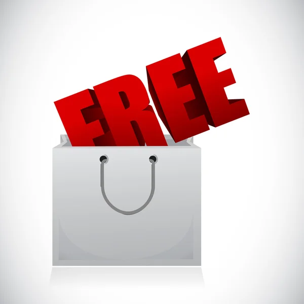 Shopping bag and free sign illustration design — Stock Photo, Image