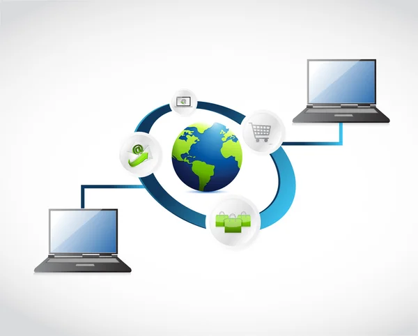 Computer network connection illustration — Stock Photo, Image