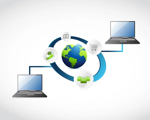 Illustrazione della connessione alla rete di computer — Foto Stock