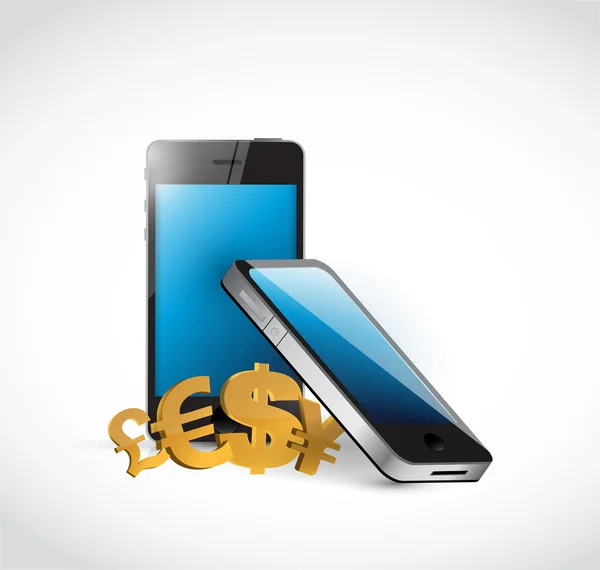 Telefon och valuta symboler illustration design — Stockfoto