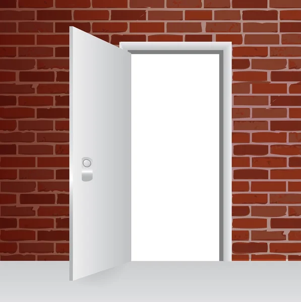 Pared de ladrillo y diseño de ilustración de puerta abierta — Foto de Stock