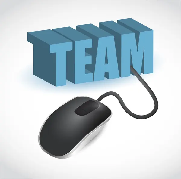 Team and mouse cable illustration design — Stock Photo, Image