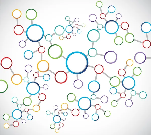 Diagramme de connexion réseau des atomes de couleur — Photo