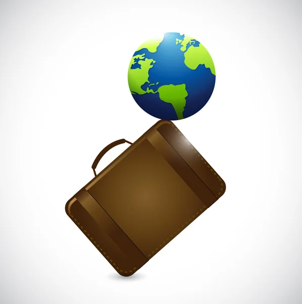 Bőrönd és globe illusztráció design — Stock Fotó