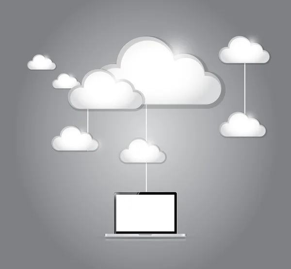 Computação em nuvem laptop conexão ilustração — Fotografia de Stock