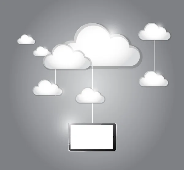 Cloud computing tablet connection illustration — Stock Photo, Image