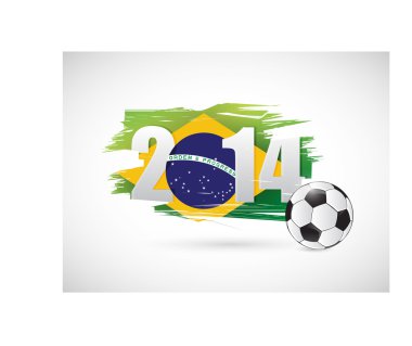 2014 Brezilya bayrağı ve futbol illüstrasyon tasarımı