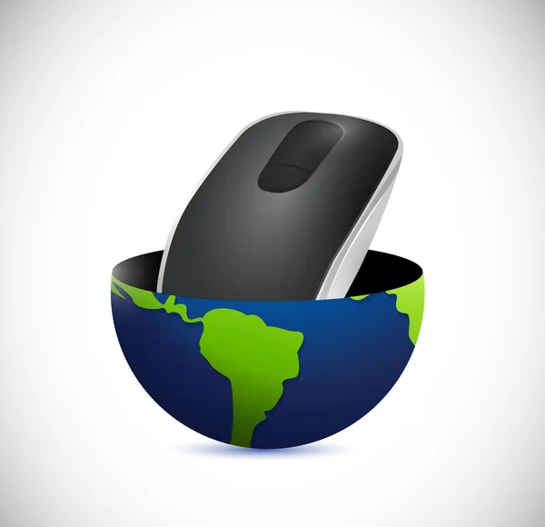 Mouse all'interno di un disegno illustrazione globo — Foto Stock