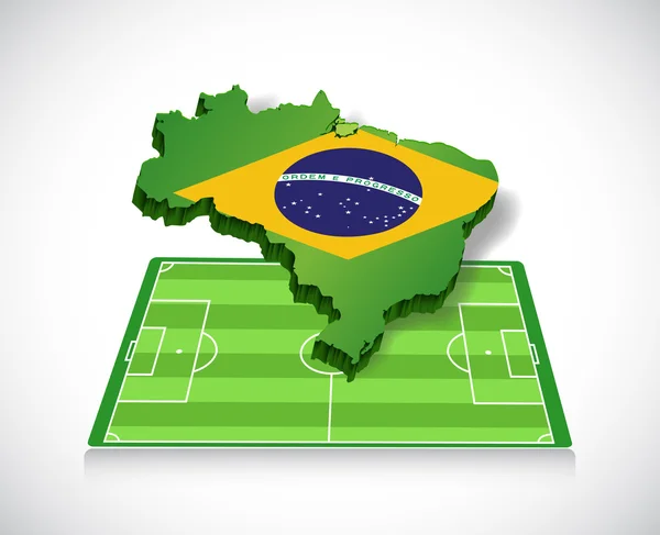 Fotbal v Brazílii. Mapa a pole ilustrace — Stock fotografie