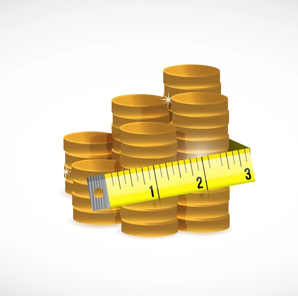 Gold coins and measure tape illustration design — Stock Photo, Image