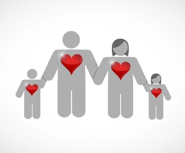 Underbara familj. stora hjärtan. illustration design — Stockfoto
