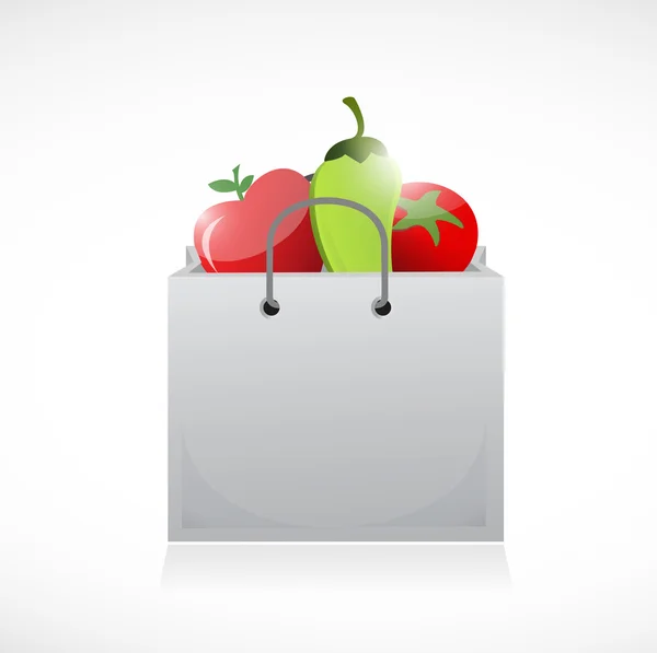 Gemüse und Einkaufstüten Illustration Design — Stockfoto