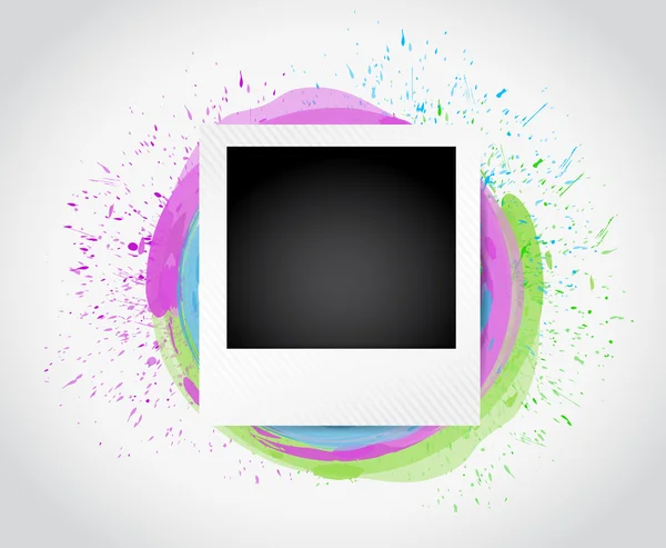 Polaroid around a color ink graphic. illustration — Stock Photo, Image