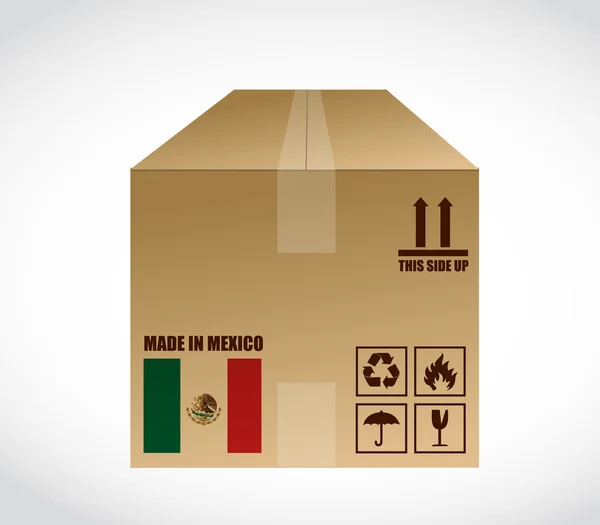 Görs i Mexiko skickar låda. illustration — Stockfoto