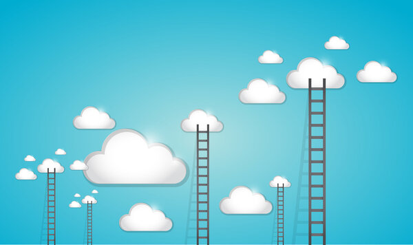 ladder to clouds illustration design