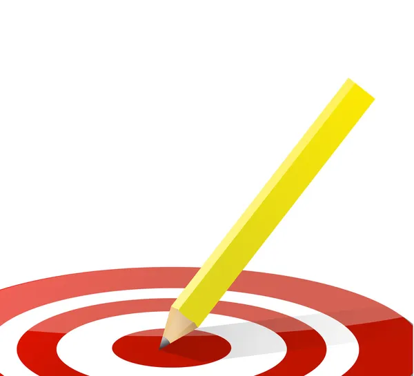 Pencil in the middle of a target. illustration — Stock Photo, Image