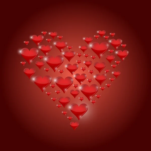 Kırmızı kalpler çizimde tasarım — Stok fotoğraf