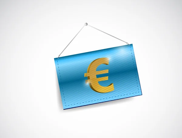 Euro moneda símbolo colgante bandera — Foto de Stock