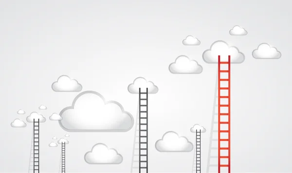 Leitern zu Wolken. Illustrationsdesign — Stockfoto