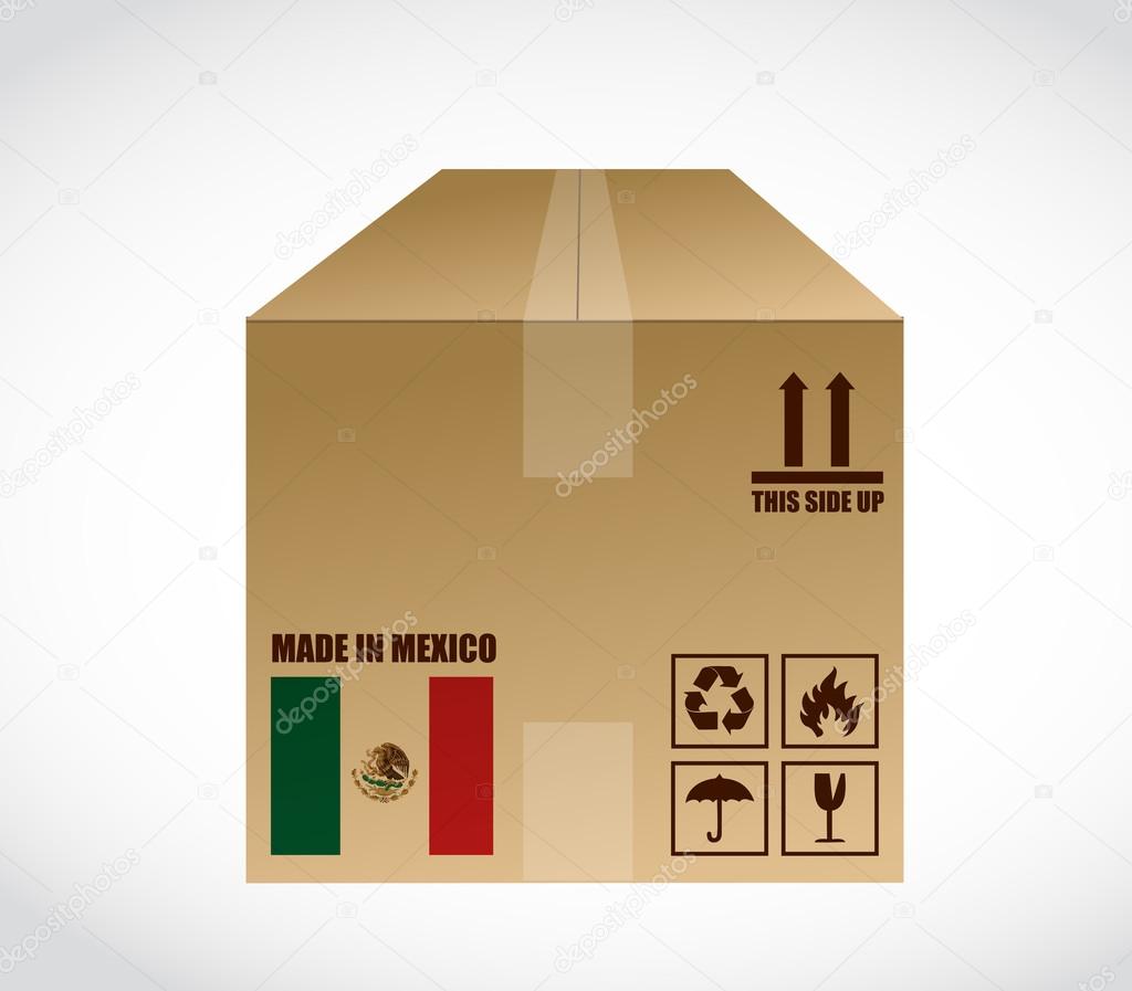 made in Mexico shipping box. illustration
