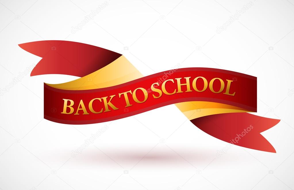 back to school red and gold ribbon illustration