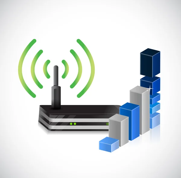 Router and business graph illustration design — Stock Photo, Image