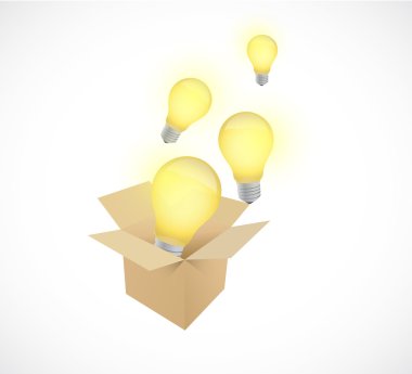 kutu ve ampulleri illüstrasyon tasarımı